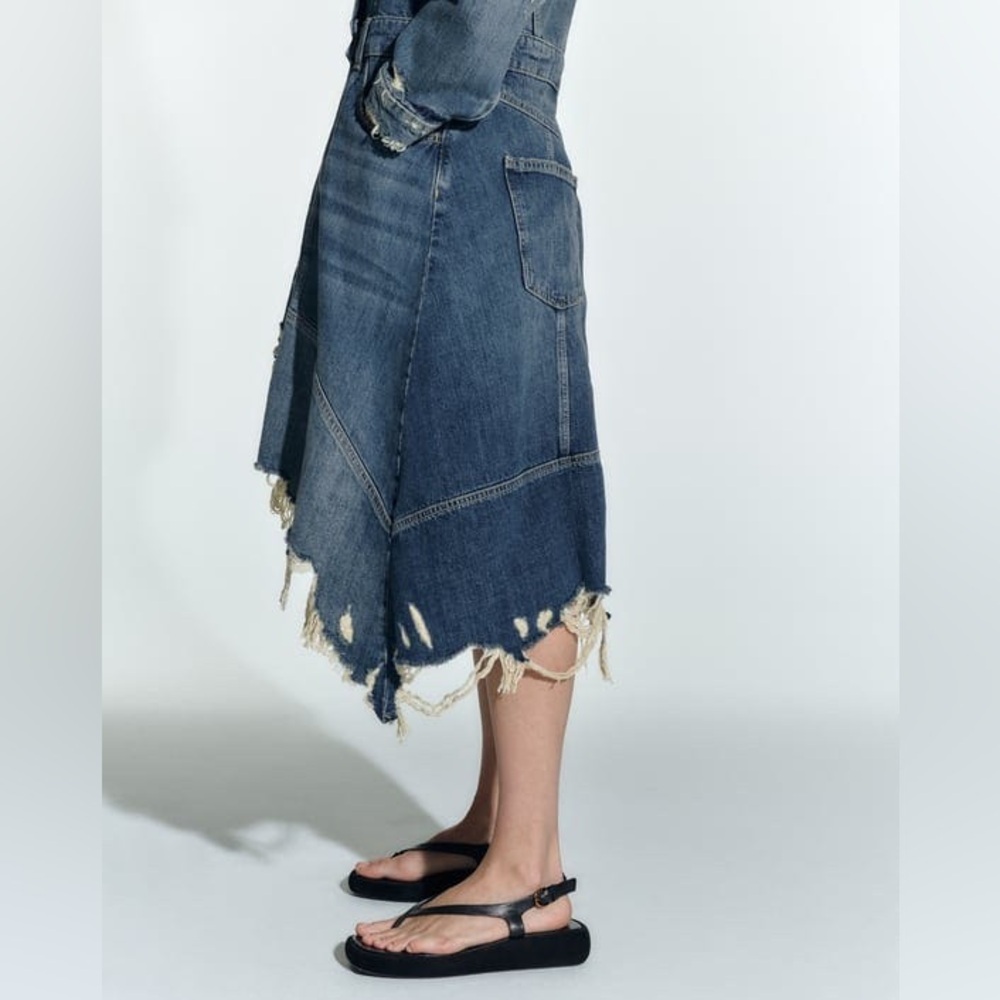 Zara Ripped Denim Jacket Dress - Picture 9 of 15